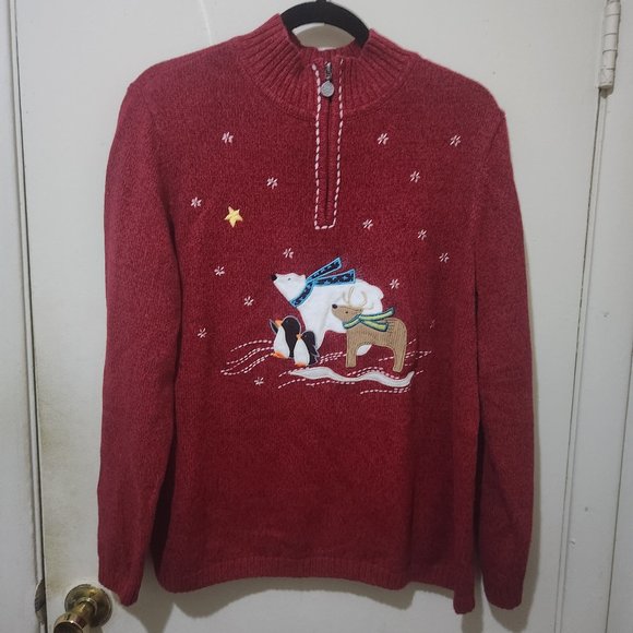 CJ Banks Christmas/Winter Sweater Red Size 1X - Picture 1 of 6